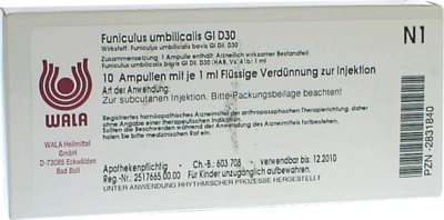WALA Heilmittel GmbH FUNICULUS UMBILICALIS GL D 30 Ampullen 10X1 ml 02831840