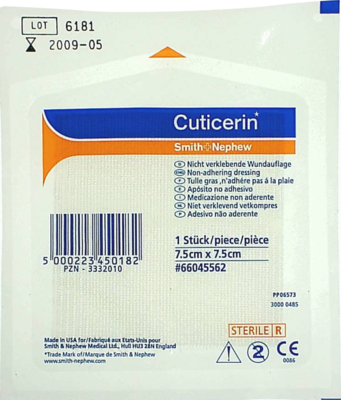 Smith & Nephew GmbH CUTICERIN 7,5x7,5 cm Gaze m.Salbenbeschichtung 1 St 03332010