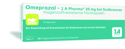 1 A Pharma GmbH OMEPRAZOL-1A Pharma 20 mg bei Sodbrennen HKM 14 St 06439524