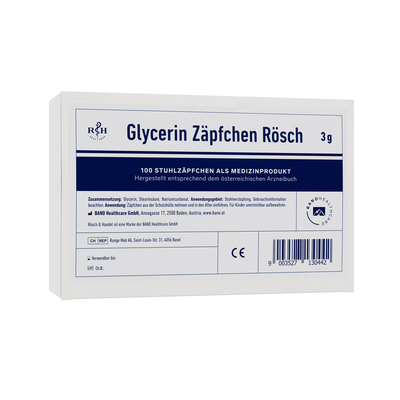 BANO Healthcare GmbH GLYCERIN ZÄPFCHEN Rösch 3 g gegen Verstopfung 100 St 12733127