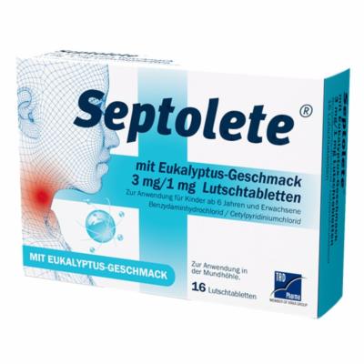 TAD Pharma GmbH SEPTOLETE m.Eukalyptus-Geschmack 3mg/1mg Lut.-Tab. 16 St 16885213
