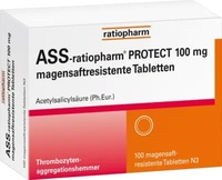  ASS-ratiopharm 100 mg Neu ASS-ratiopharm PROTECT 100 mg magensaftr.Tabletten [PZN:15577596]